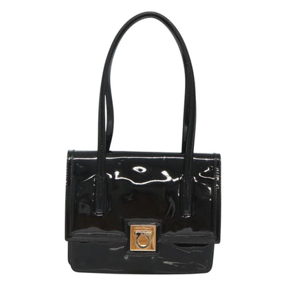 Salvatore Ferragamo Gancini handbag Patent leather, BLACK, PATENT_LEATHER, Handbag