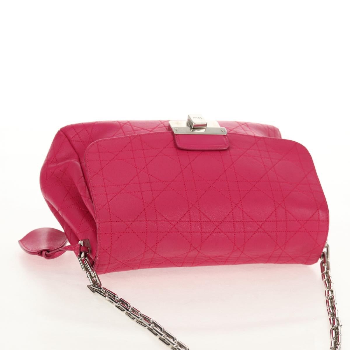 Christian Dior Long Chain Miss Dior Bag Cannage Quilt Lambskin, PINK, LEATHER, Shoulder bag