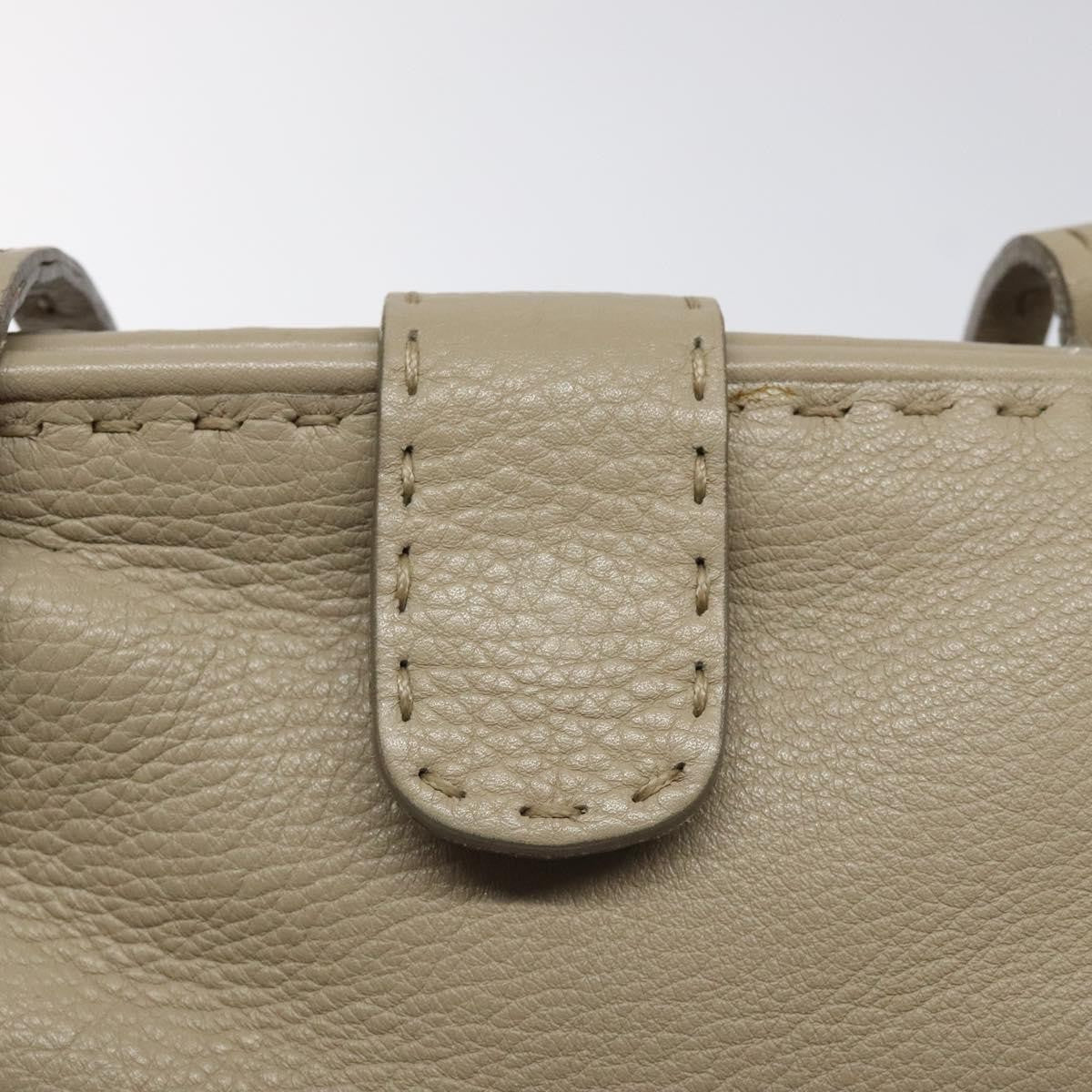 Fendi Selleria Tote Leather, BEIGE, LEATHER, Tote bag