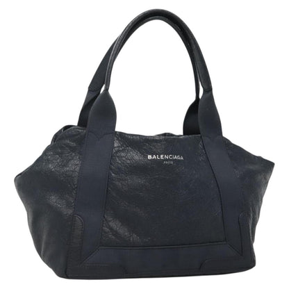 Balenciaga Navy Cabas Leather, BLACK, LEATHER, Tote bag