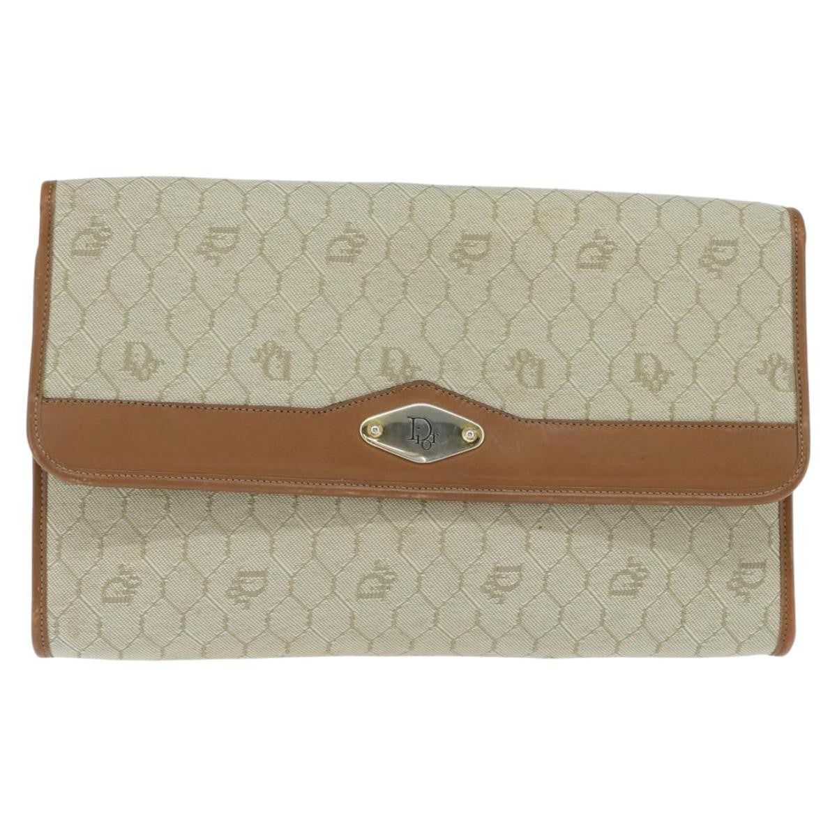 Christian Dior Vintage Honeycomb chain Canvas, BEIGE, CANVAS, Shoulder bag