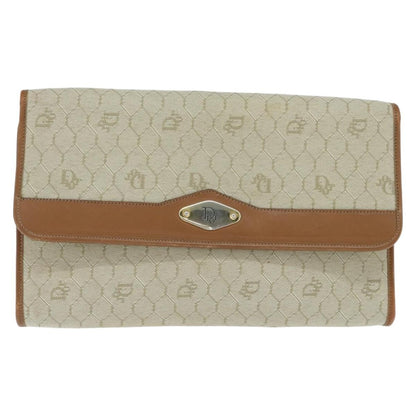 Christian Dior Vintage Honeycomb chain Canvas, BEIGE, CANVAS, Shoulder bag