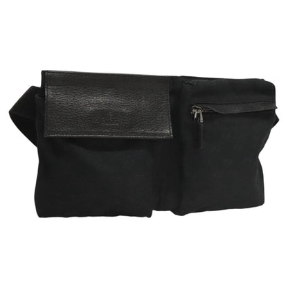 Gucci Vintage Double Belt Bag GG Canvas with Leather, BLACK, CANVAS, Shoulder bag