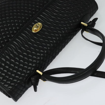 Bally Vintage Handbag Quilted Leather, BLACK, LEATHER, Handbag