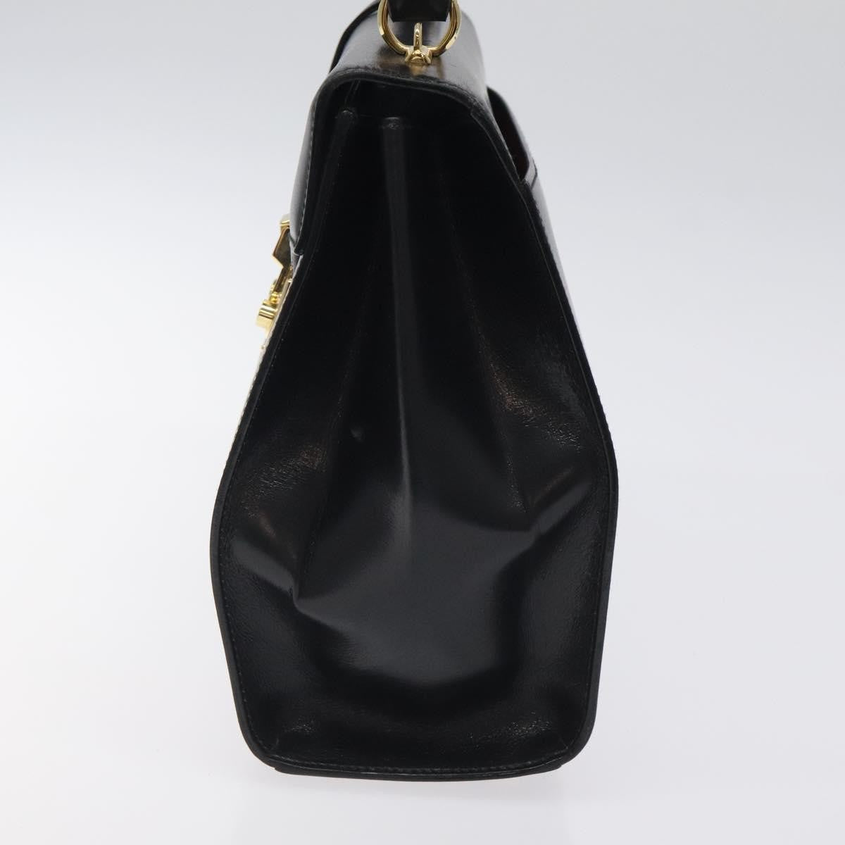 Gucci Vintage Lady Lock Top Handle Bag Leather, BLACK, LEATHER, Handbag
