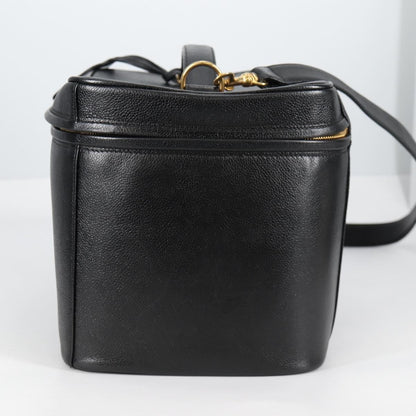 Chanel Vintage Timeless Vanity Case Caviar, BLACK, LEATHER, Toiletry Case
