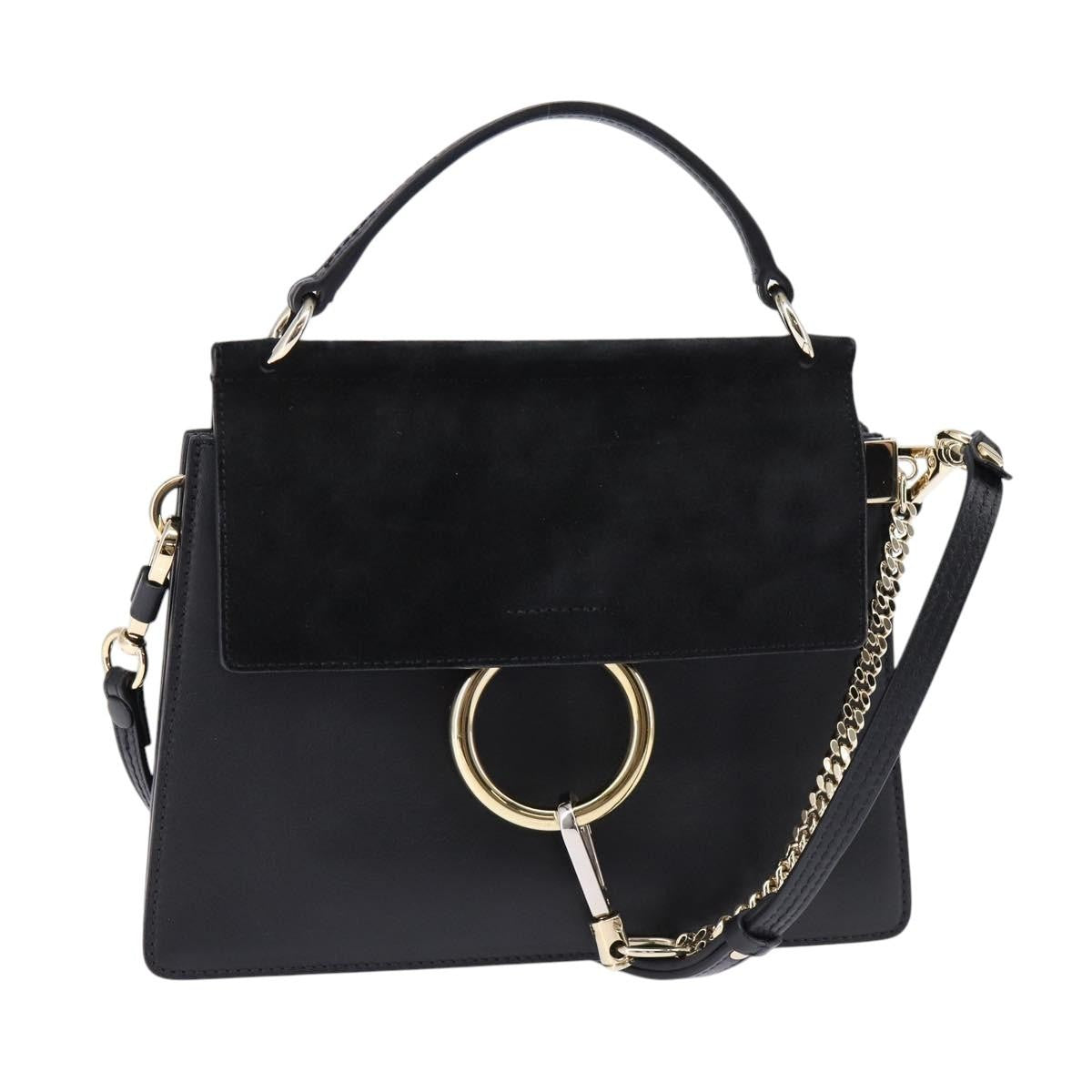 Chloe Faye Top Handle Bag Leather and Suede, BLACK, SUEDE, Handbag