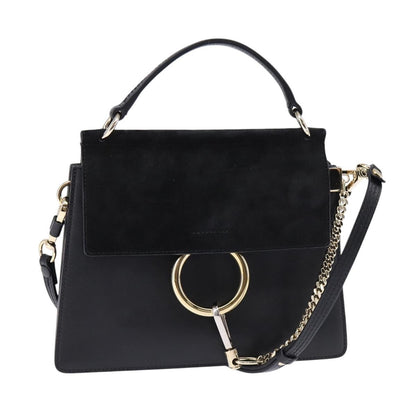 Chloe Faye Top Handle Bag Leather and Suede, BLACK, SUEDE, Handbag