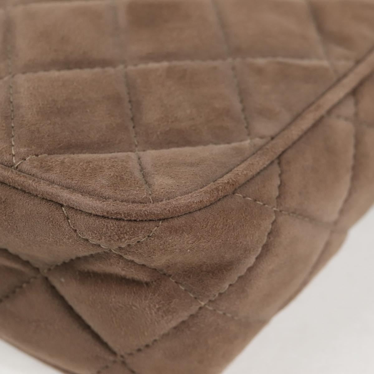 Chanel Vintage Front Pocket Camera Bag Quilted Suede, BROWN, SUEDE, Shoulder bag