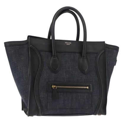 Celine Luggage Bag Denim and leather, BLACK, DENIM_JEANS, Handbag