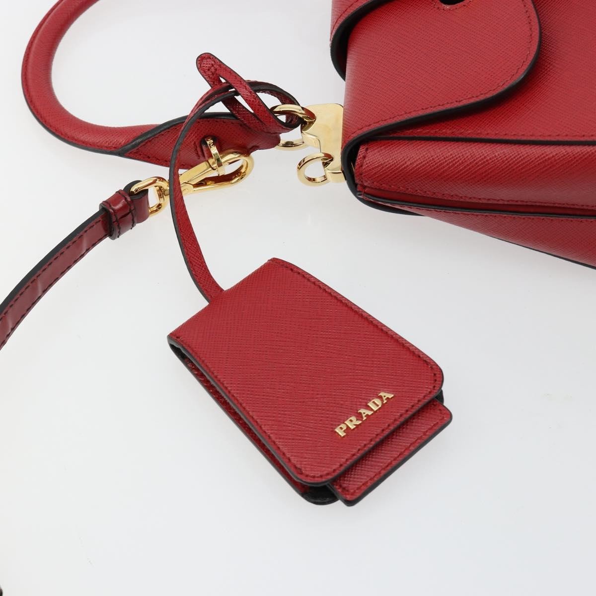 Prada Sidonie Top Handle Bag Saffiano Leather, Red, Leather, Handbag