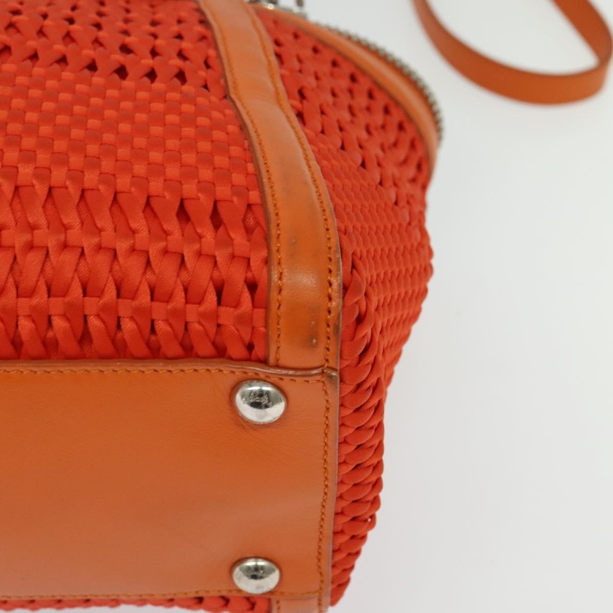 Salvatore Ferragamo Gancini handbag Canvas and Leather, ORANGE, CANVAS, Handbag