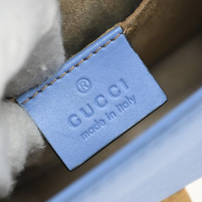 Gucci Sylvie Chain Shoulder Bag Leather, BLUE, LEATHER, Shoulder bag