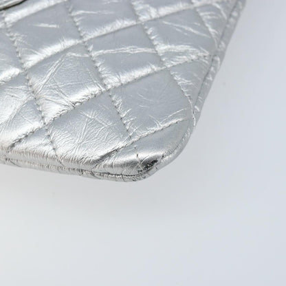 Chanel O Case Clutch Quilted Crumpled Calfskin, SILVER, LEATHER, Clutche & pouche