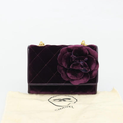 Chanel Wallet on Chain Quilted Velvet, Purple, Velvet, Handbag