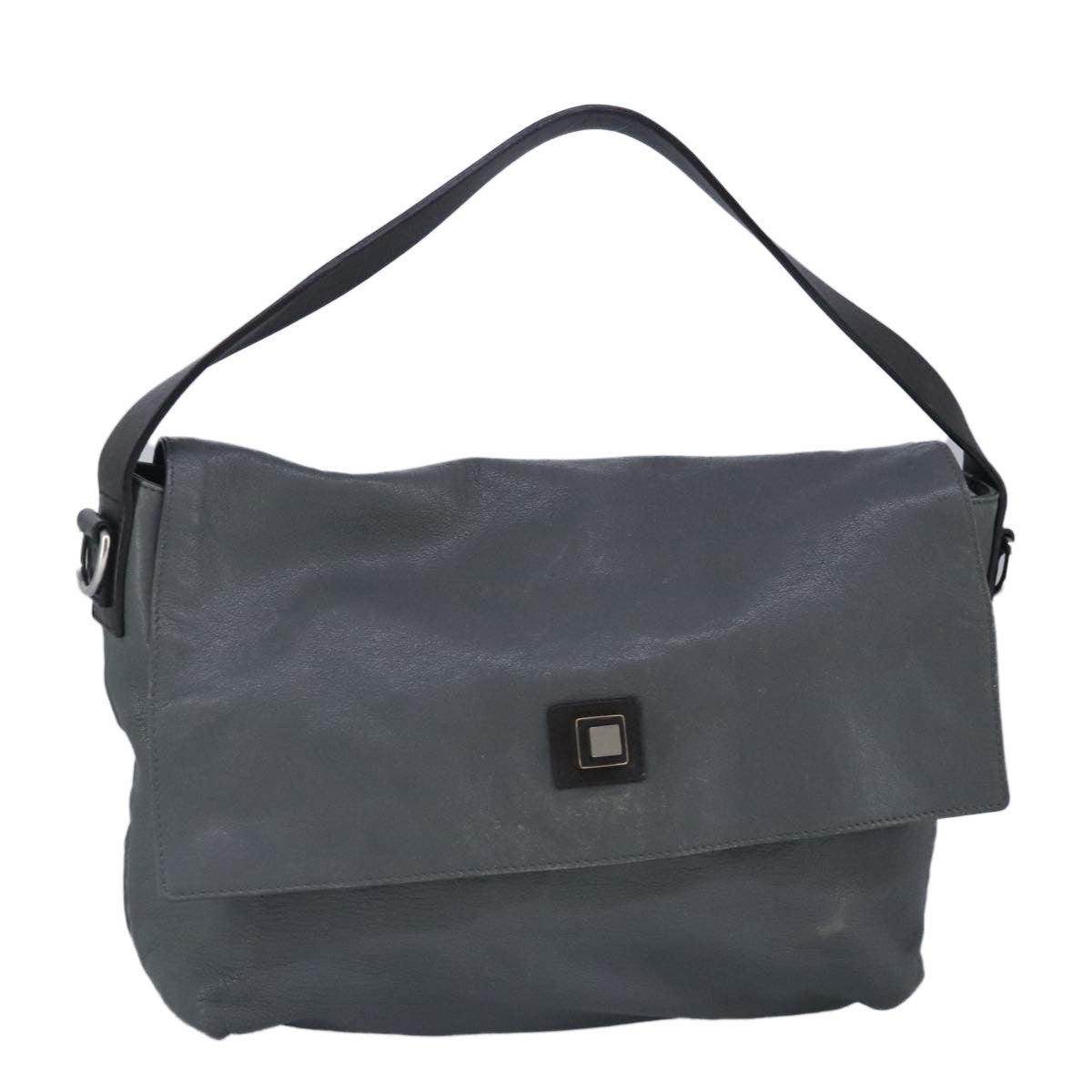 Celine Flap Shoulder Bag Leather, GRAY, LEATHER, Shoulder bag