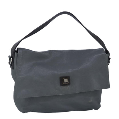Celine Flap Shoulder Bag Leather, GRAY, LEATHER, Shoulder bag