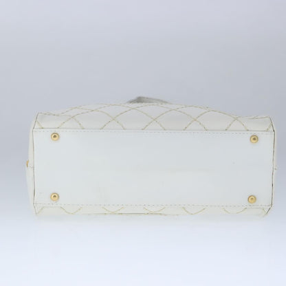 Chanel Surpique Zip Around Satchel Quilted Leather, WHITE, LEATHER, Handbag