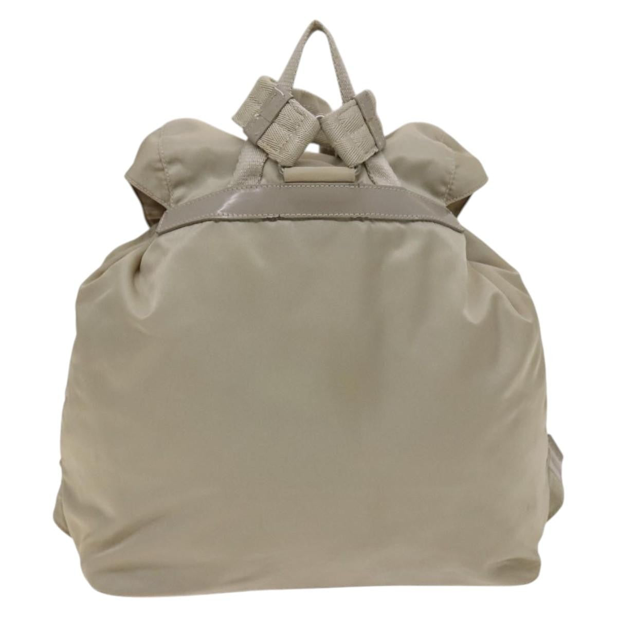 Prada Vela Double Front Pocket Backpack Tessuto with Saffiano Leather, SILVER, NYLON, Backpack