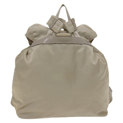 Prada Vela Double Front Pocket Backpack Tessuto with Saffiano Leather, SILVER, NYLON, Backpack