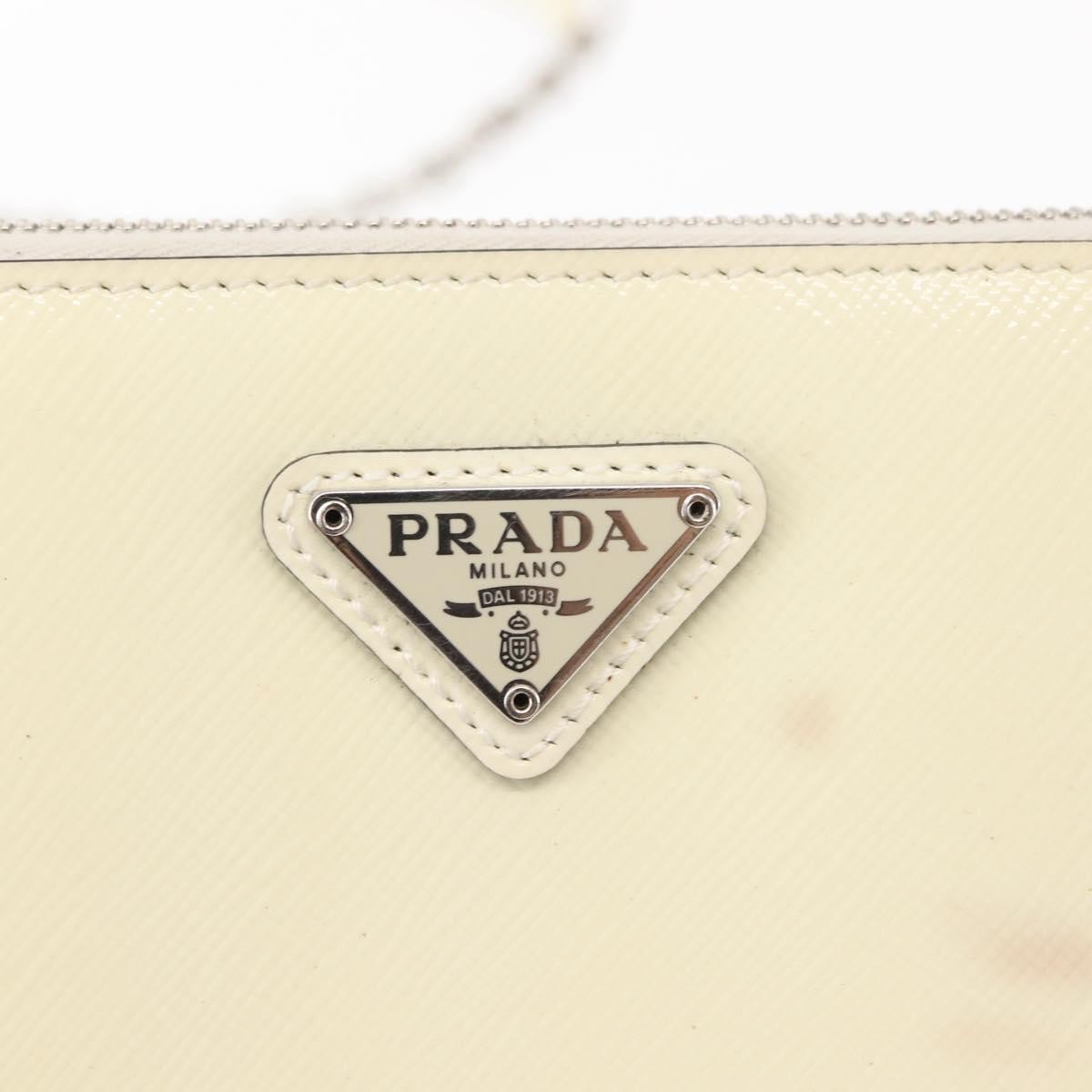 Prada Chain Crossbody Bag Vernice Saffiano Leather, WHITE, LEATHER, Shoulder bag