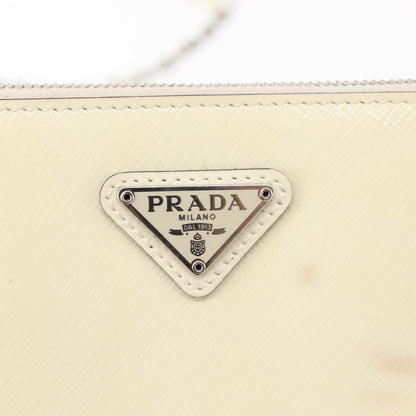 Prada Chain Crossbody Bag Vernice Saffiano Leather, WHITE, LEATHER, Shoulder bag