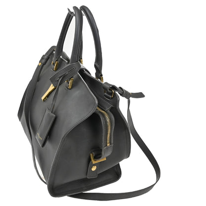 Saint Laurent Classic Y Cabas Leather, GRAY, LEATHER, Handbag