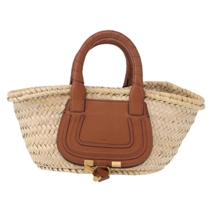 Chloe Marcie Basket Bag Raffia and Leather, BEIGE, WICKER, Handbag