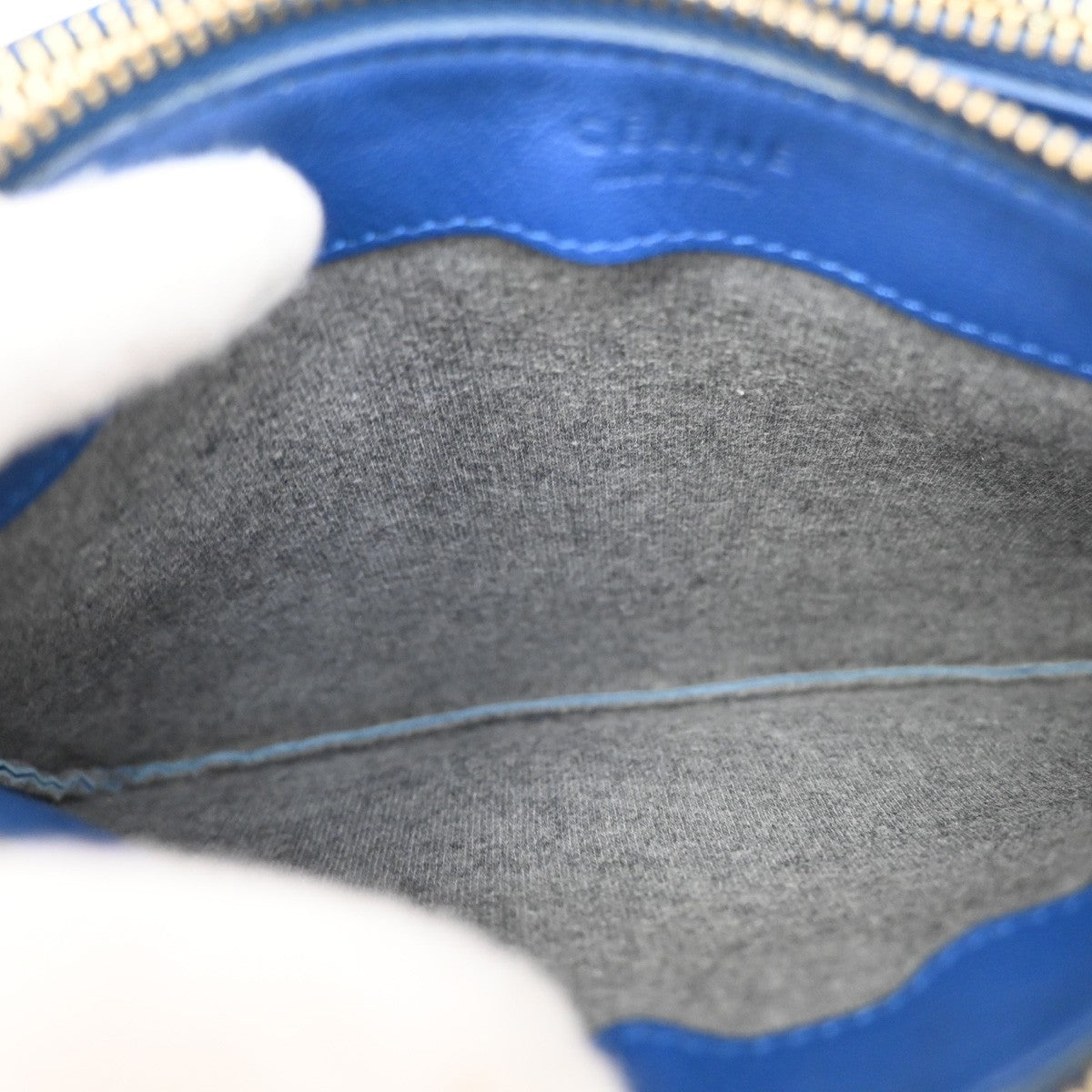 Celine Trio Crossbody Bag Leather, BLUE, LEATHER, Crossbody bag