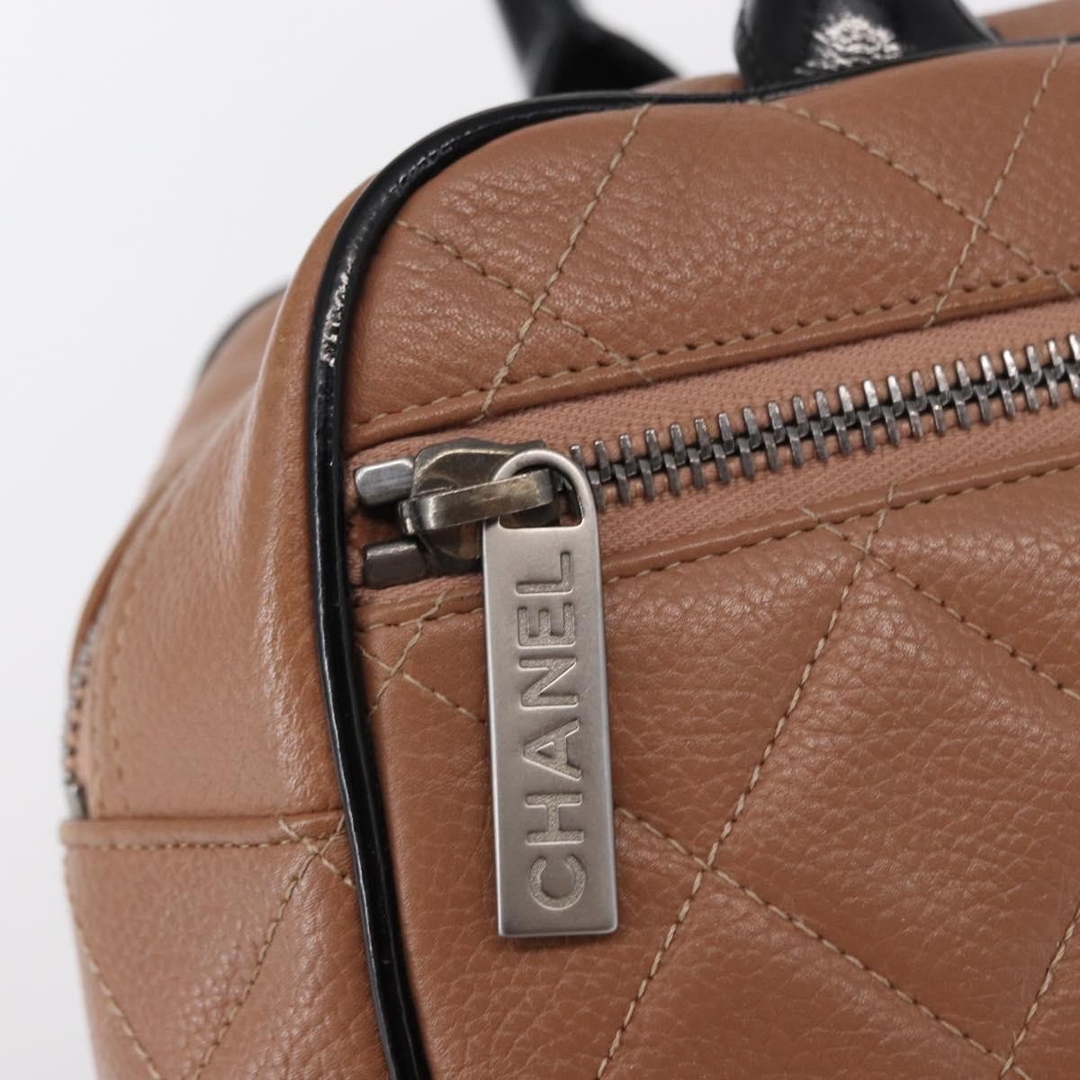 Chanel Embossed Logo Bowler Bag Quilted Caviar, BEIGE, LEATHER, Handbag