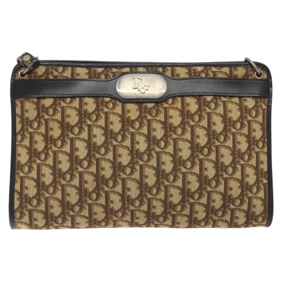 Christian Dior Vintage Trotter Shoulder Bag Canvas, BROWN, CANVAS, Shoulder bag