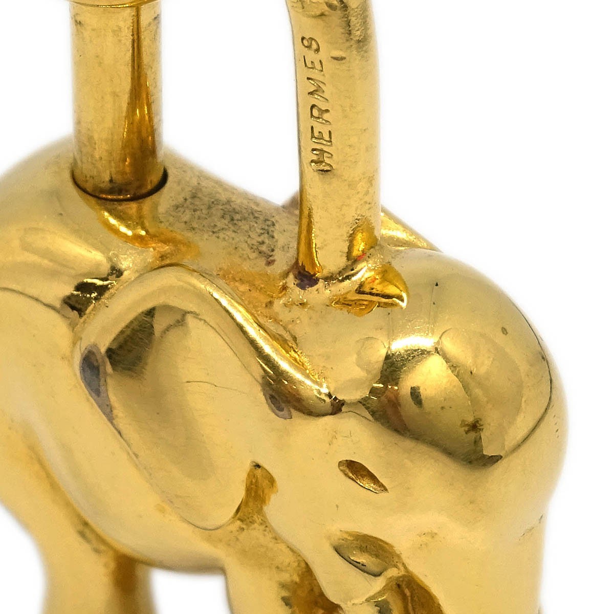 Hermes Elephant Cadena Lock Charm Metal, GOLD, GOLD_PLATED, Charms and Keychains