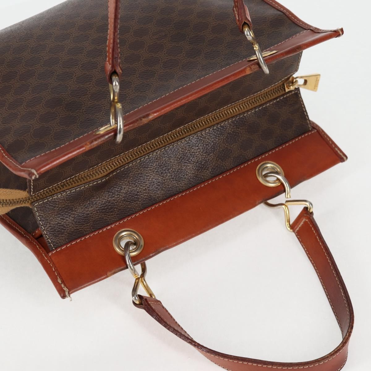 Celine Vintage Macadam Shoulder Bag Leather, BROWN, LEATHER, Shoulder bag