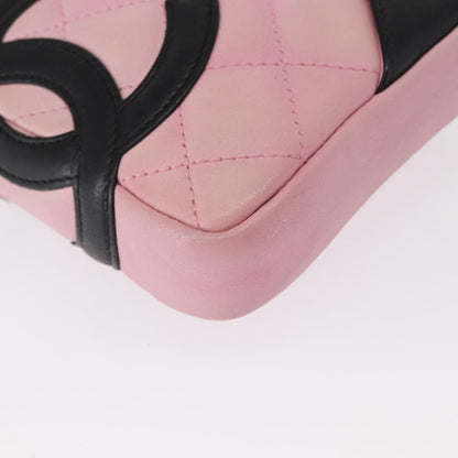 Chanel Cambon Crossbody Bag Quilted Leather, PINK, LEATHER, Clutche & pouche