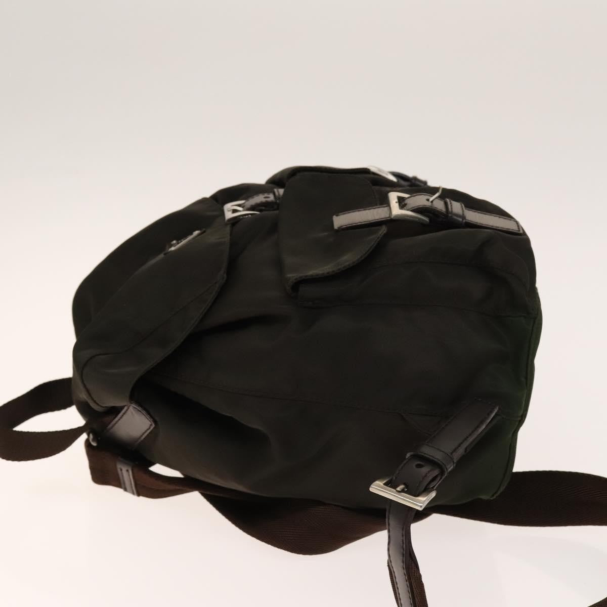 Prada Double Pocket Drawstring Backpack Nylon with Studded Detail, KHAKI, NYLON, Backpack