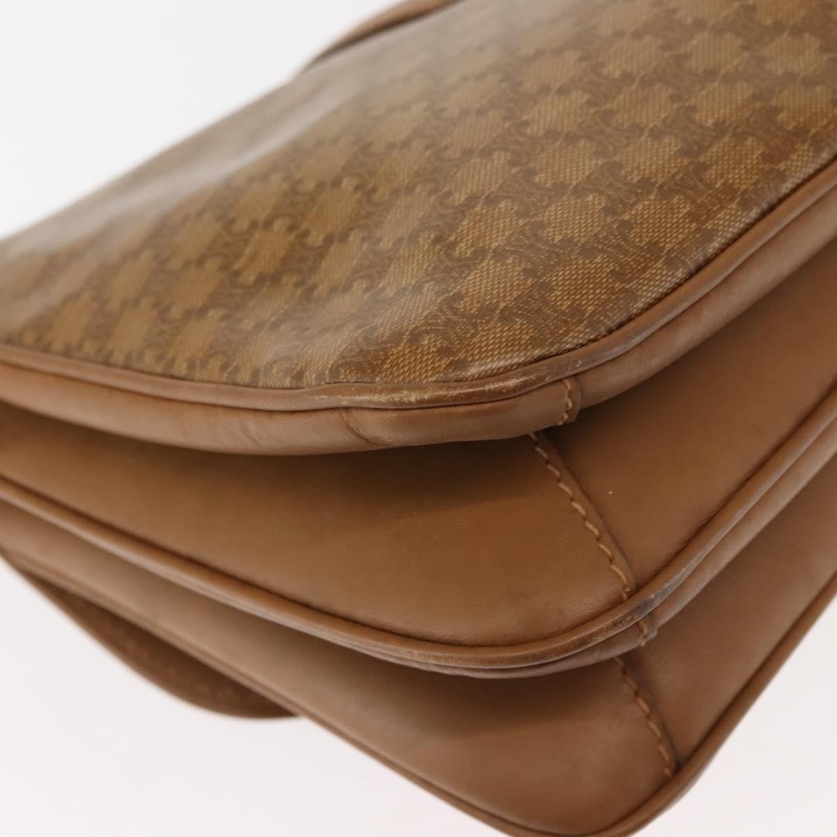 Celine Vintage Macadam Shoulder Bag Canvas and Leather, BEIGE, CANVAS, Shoulder bag