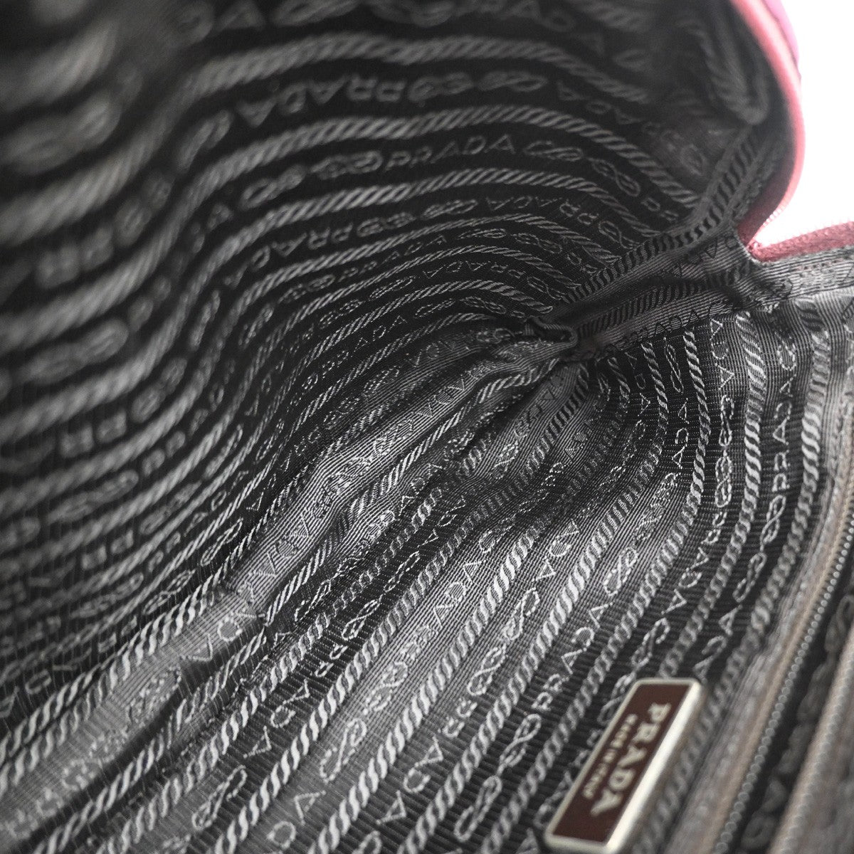 Prada Buckle Messenger Bag Tessuto, BURGUNDY, SYNTHETIC, Crossbody bag