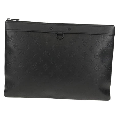 Louis Vuitton Discovery Pochette Monogram Shadow Leather, BLACK, LEATHER, Clutche & pouche