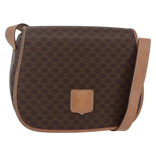 Celine Macadam Shoulder Bag PVC Leather, BROWN, CANVAS, Shoulder bag