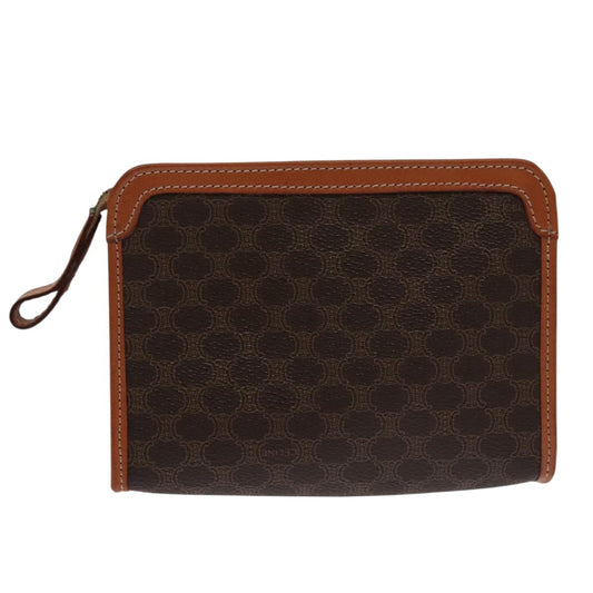 Celine Macadam Pochette Clutch, BROWN, PVC, Clutche & pouche