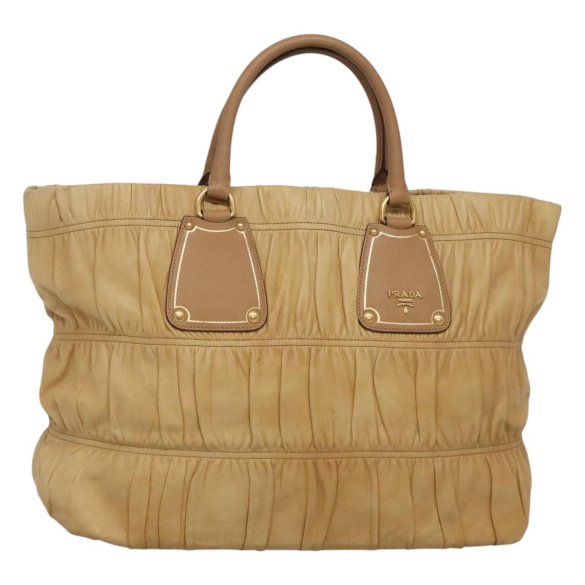 Prada Gaufre Tote Nappa Leather, BEIGE, LEATHER, Tote bag
