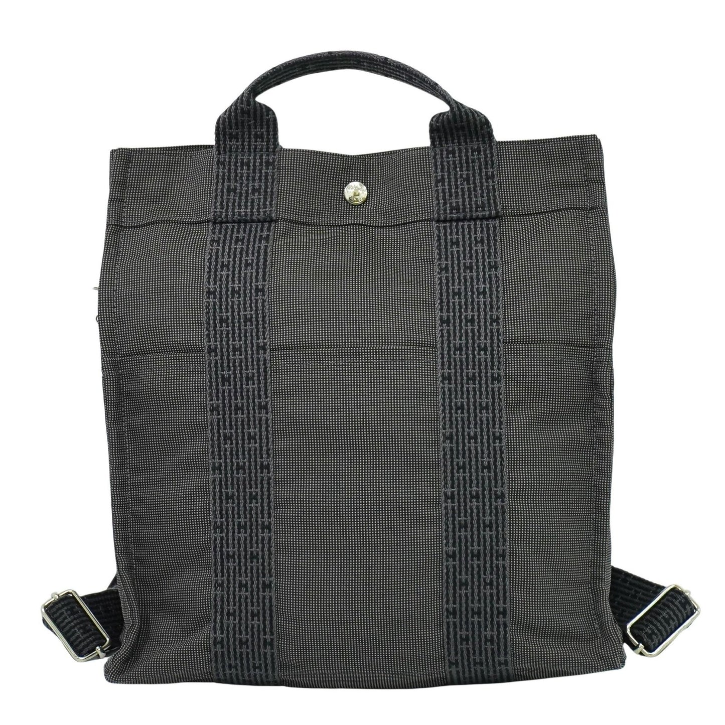 Hermes Herline Backpack Canvas, GRAY, CANVAS, Backpack