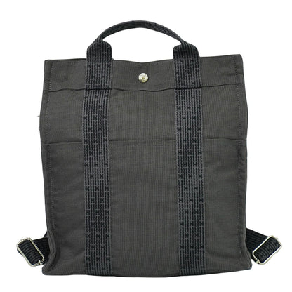 Hermes Herline Backpack Canvas, GRAY, CANVAS, Backpack