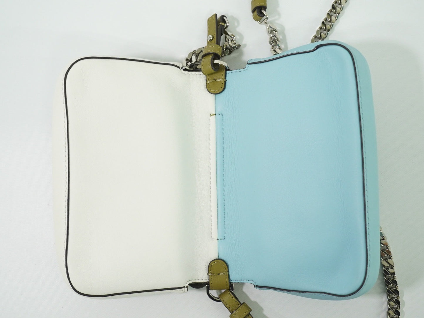 Fendi Double Baguette Embroidered Studded Leather, WHITE, LEATHER, Shoulder bag