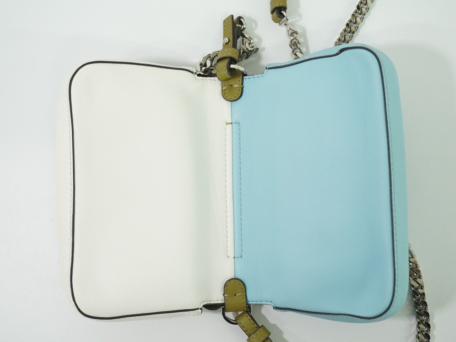 Fendi Double Baguette Embroidered Studded Leather, WHITE, LEATHER, Shoulder bag