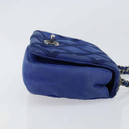 Chanel Diamond Stitch Chain Flap Bag Quilted Iridescent Calfskin, BLUE, LEATHER, Shoulder bag