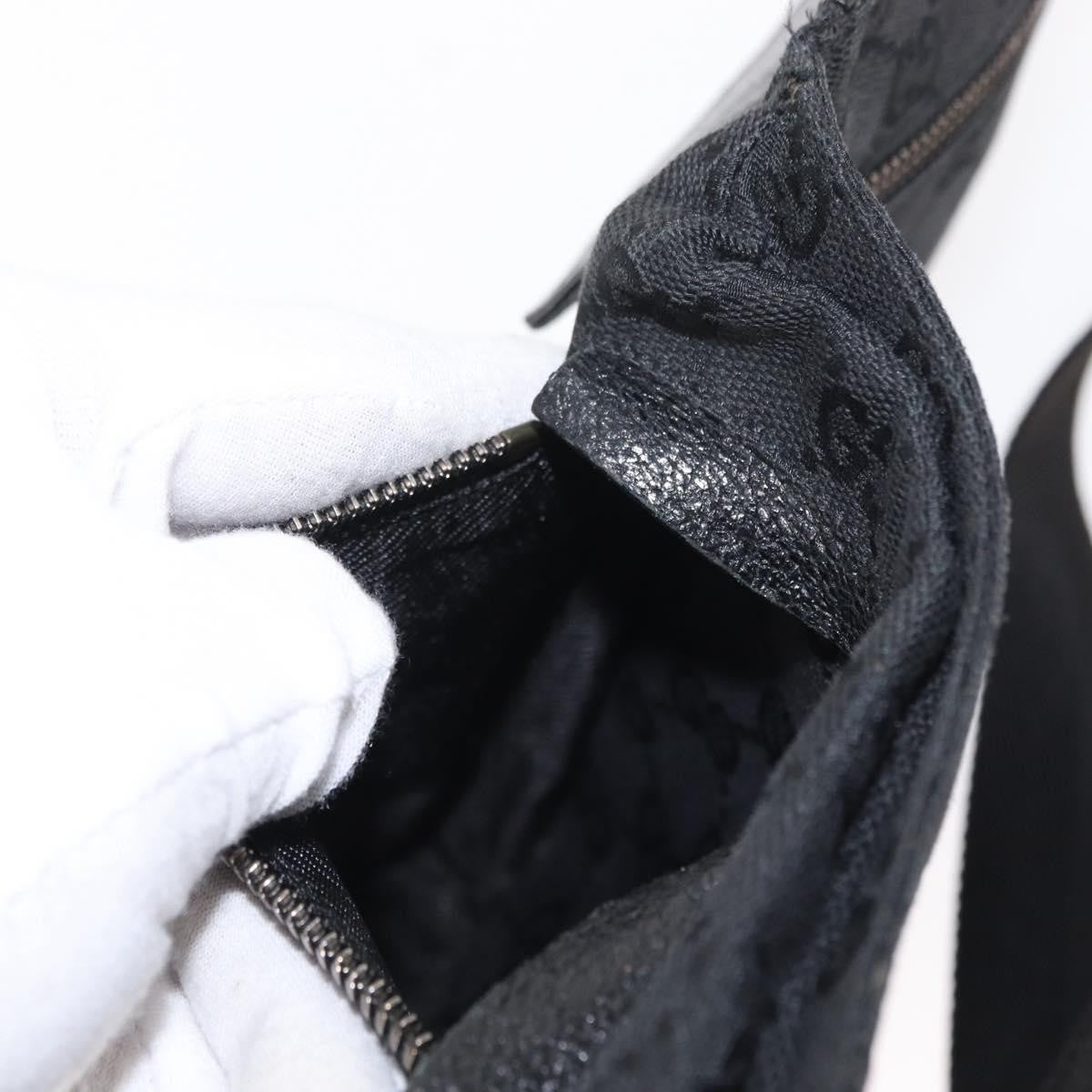 Gucci Vintage Double Belt Bag GG Canvas with Leather, BLACK, CANVAS, Shoulder bag