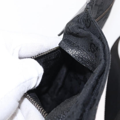 Gucci Vintage Double Belt Bag GG Canvas with Leather, BLACK, CANVAS, Shoulder bag