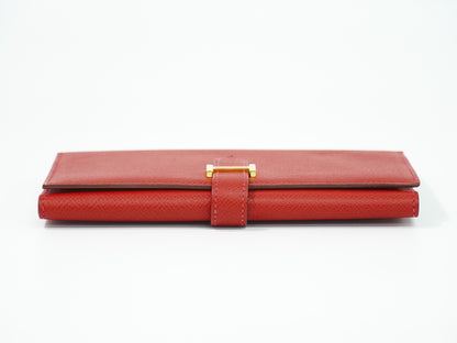 Hermes Bearn Wallet Epsom, RED, LEATHER, Wallets