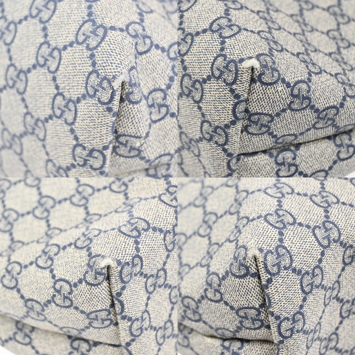 Gucci Plus Tote GG Coated Canvas with Leather, NAVY, CANVAS, Tote bag